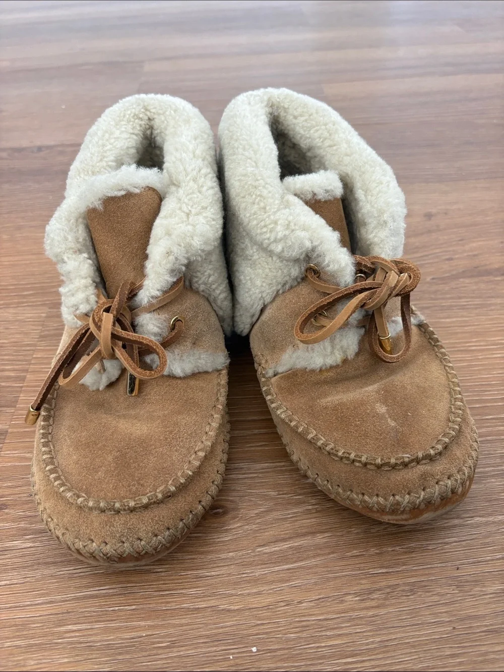 Tory Burch shearling suede slip ons